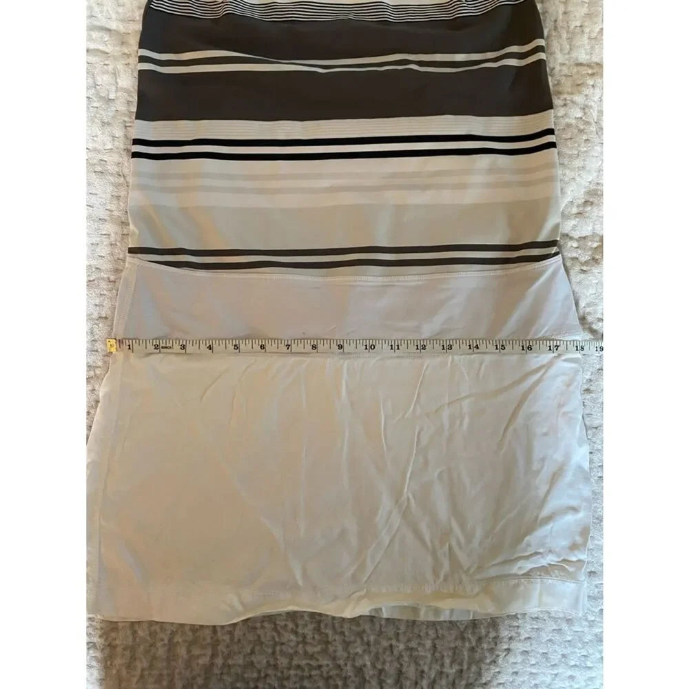 lululemon athletica White and Gray Striped Sleeveless Mini Dress